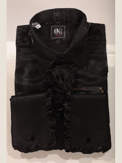 Camicia in lurex nera con volant