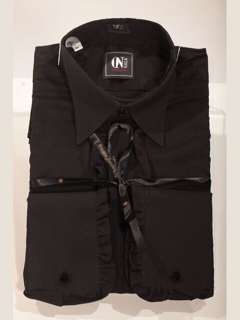 Camicia nera con volant