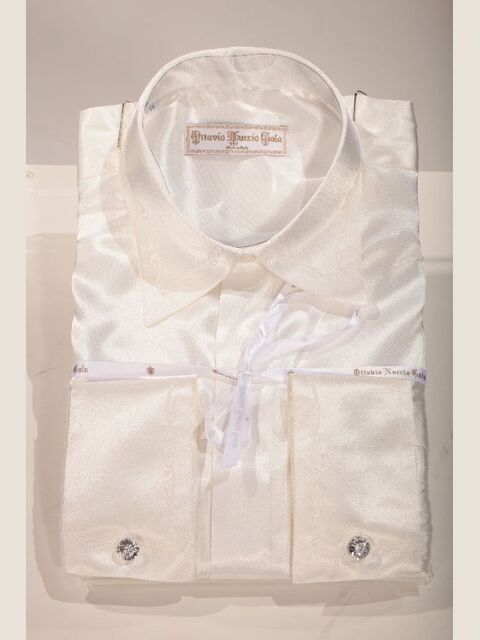 Camicia in raso bianca ricamo fiori