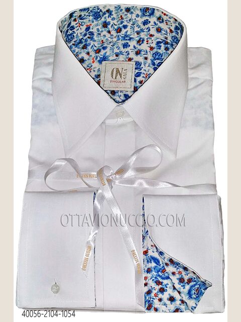 Camicia bianca cotone con contrasti