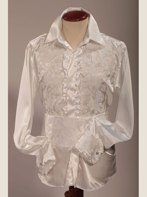 Camicia collo classico bianca ricamata