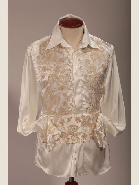 Camicia collo classico avorio ricamata