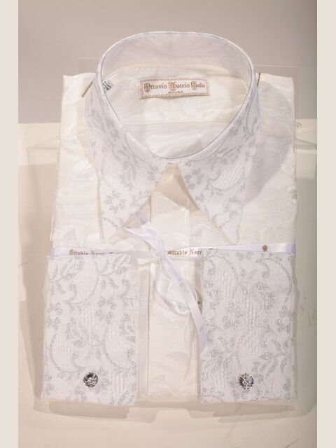 Camicia bianca con pizzo argento