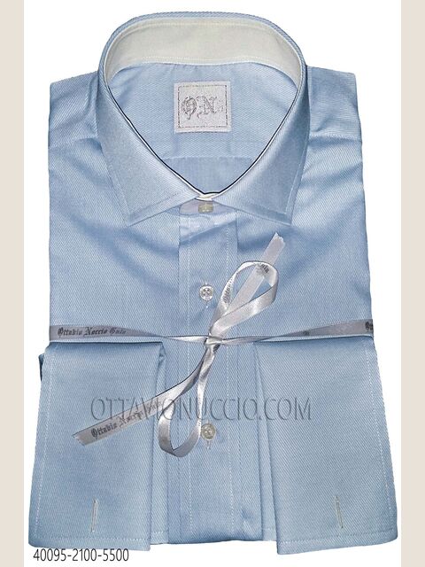 Camicia celeste in cotone popeline