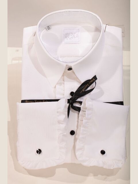 Camicia in microfibra bianca con volant