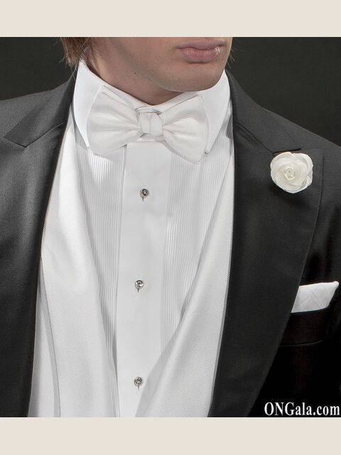 Camicia Tuxedo bianca in cotone con pettorina in Piquet