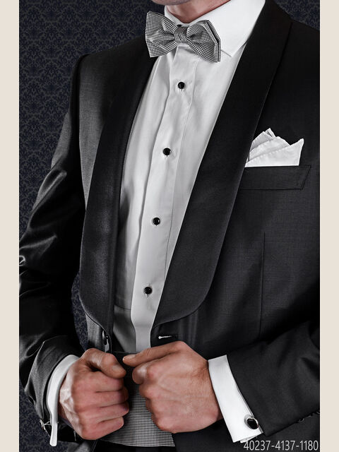Camicia bianca Tuxedo in cotone con pettorina in Piquet