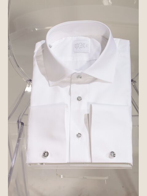 Camicia bianca Tuxedo in cotone con Piquet