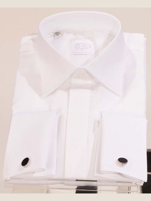 Camicia bianca in misto cotone con doppio polso