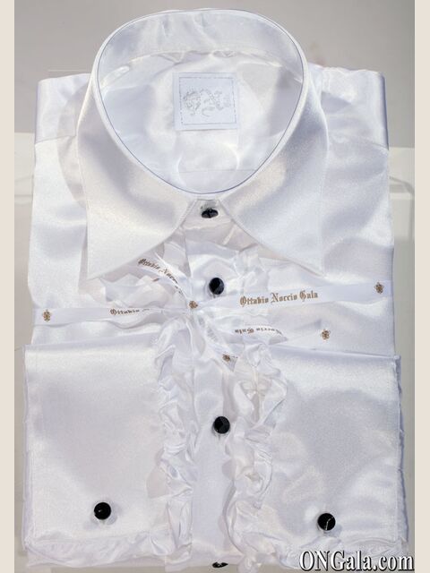 Camicia in raso bianca con volant
