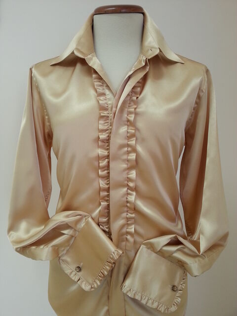 Camicia in raso oro con volant
