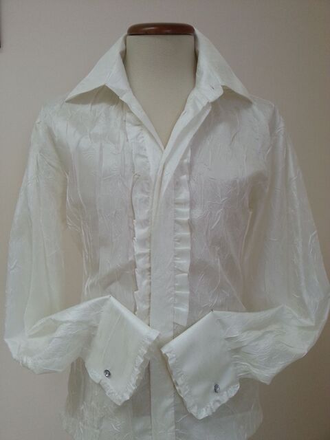 Camicia avorio con volant stropicciata