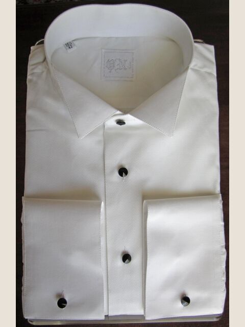 Camicia bianca Tuxedo diplomatica in cotone con piquet