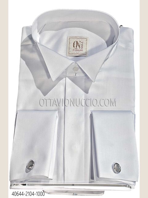 Camicia diplomatica bianca in cotone con doppio polso