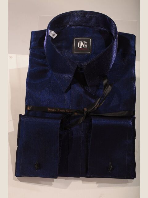Camicia in lurex blu china