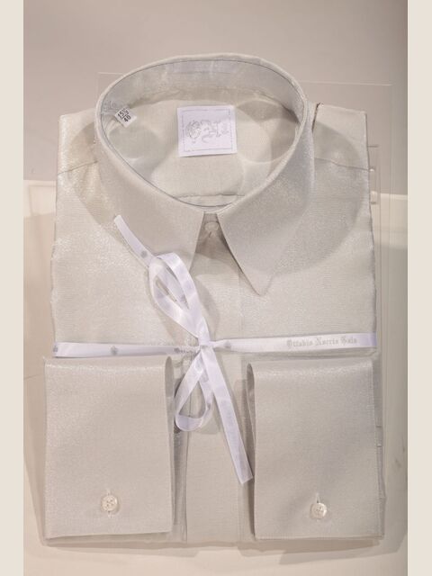Camicia in lurex grigio perla