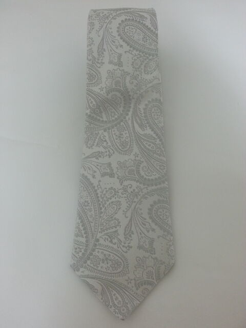 Cravatta e Fazzoletto in seta Jacquard grigio perla