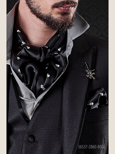 Foulard nero teschi bianchi in seta