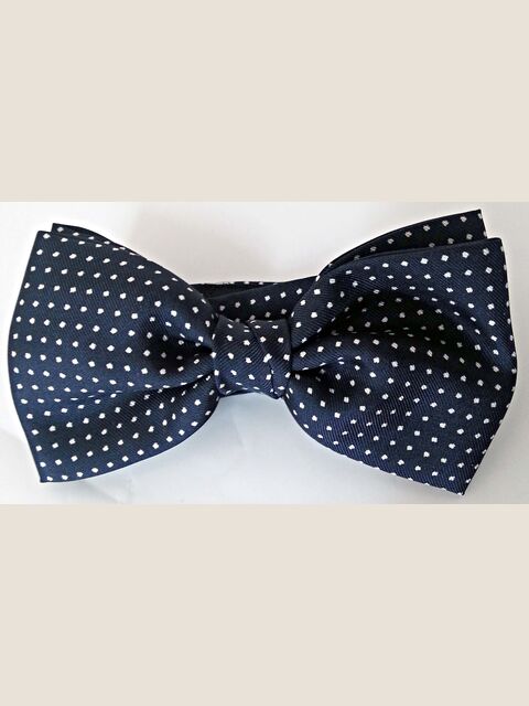 Papillon e Fazzoletto in seta fondo blu e pois bianchi