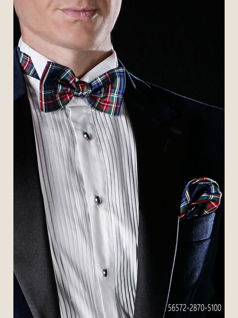 Papillon e fazzoletto pura seta tartan