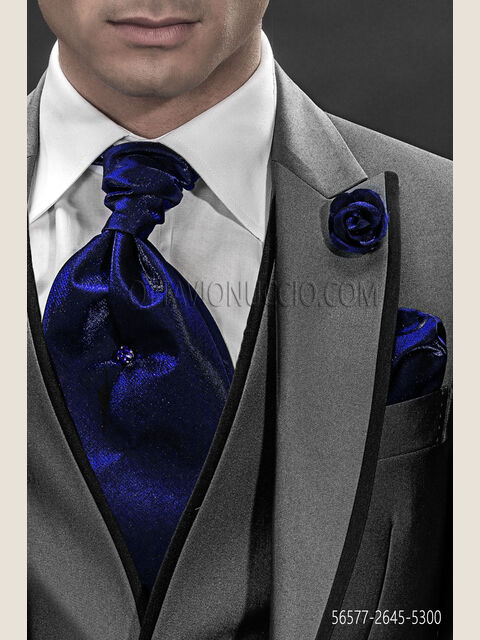 Ascot e fazzoletto in lurex blu china