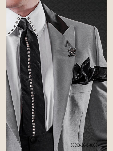 Cravatta nera lurex con applicazioni argento