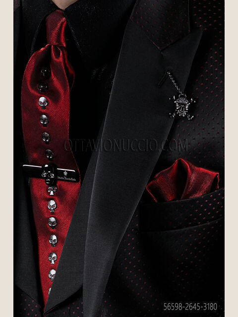 Cravatta e Fazzoletto in lurex rosso