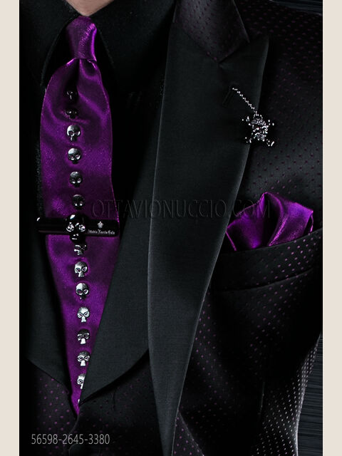 Cravatta e Fazzoletto in lurex viola