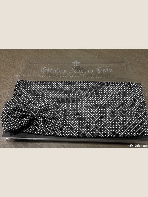 Fascia e Papillon in seta nero e bianco