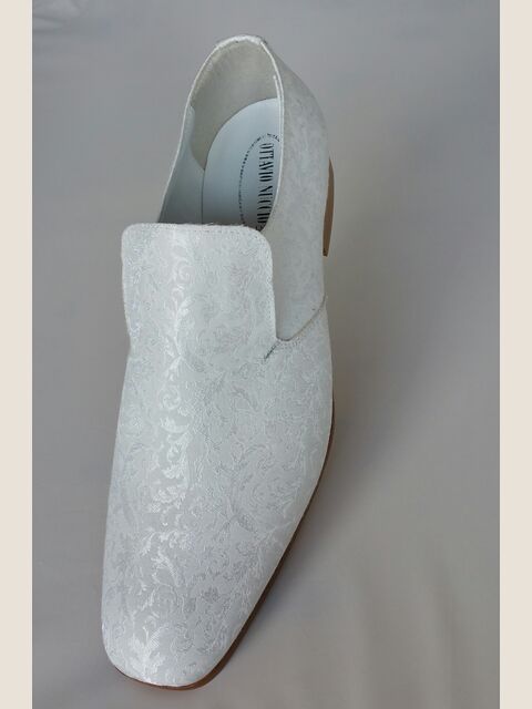 Slipper in tessuto damascato bianco