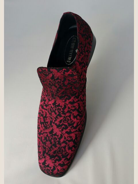 Slipper in tessuto damascato rosso