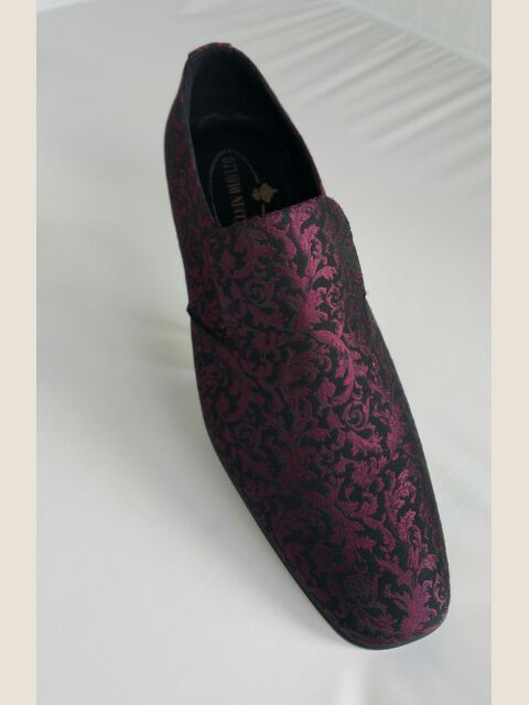 Slipper in tessuto damascato viola