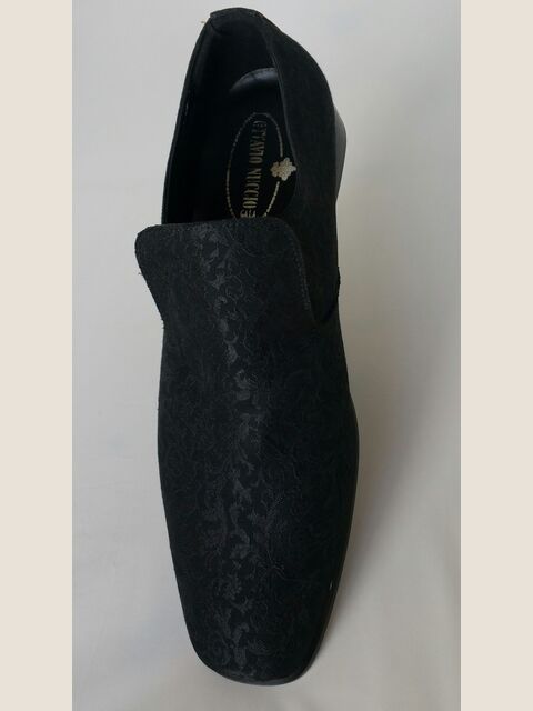 Slipper in tessuto damascato nero