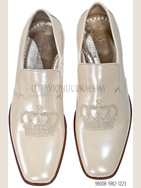 Slipper avorio con ricamo corona oro