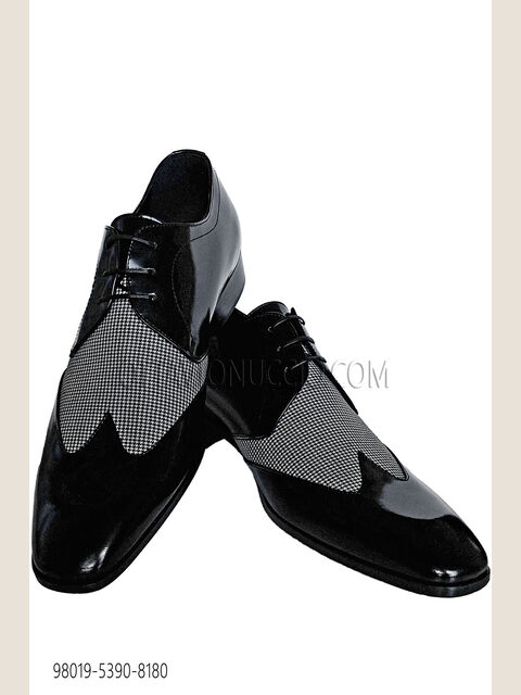 Scarpa allacciata bicolore nero - pied de poule