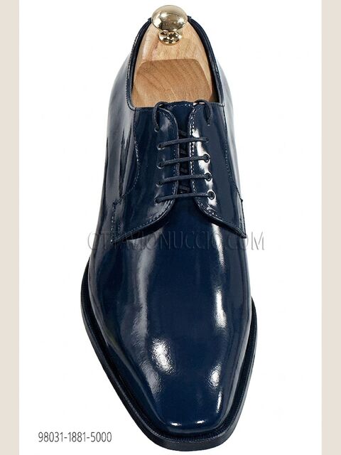 Scarpe stringate pelle spazzolata blu