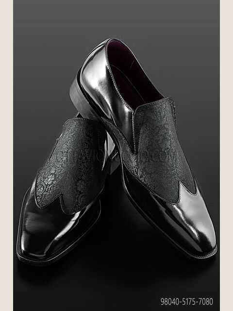 Scarpa bicolore pelle nera inserto grigio