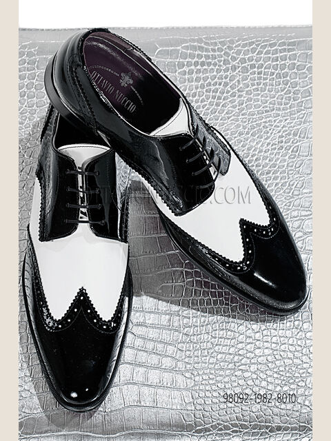 Scarpa bicolore nera bianco in vernice