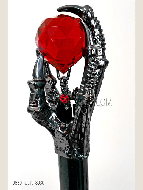 Bastone nero zampa drago canna fucile sfera rossa