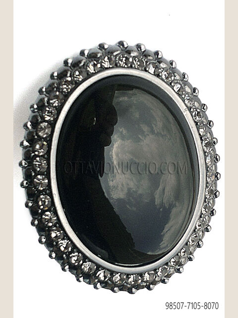 Fermanodo con Cammeo nero e strass fumè