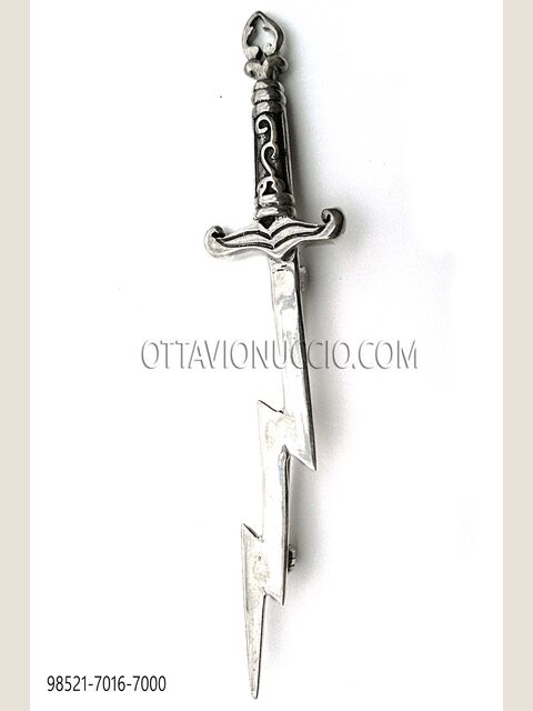 Spilla spada placcata in argento fumè