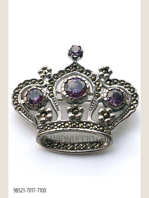 Spilla corona placcata in argento