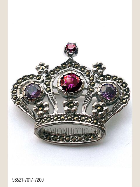 Spilla corona placcata in argento