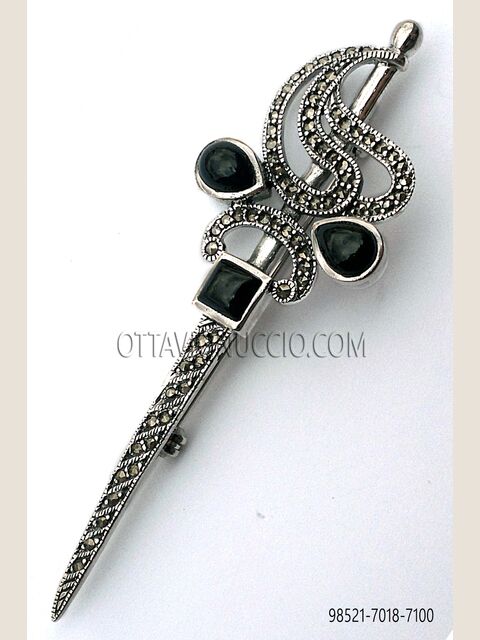 Spilla placcata in argento forma spada