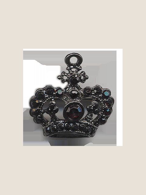 Spilla a forma di coroncina con pietre nere