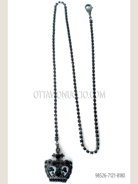 Catenina con pendente corona argento fumè