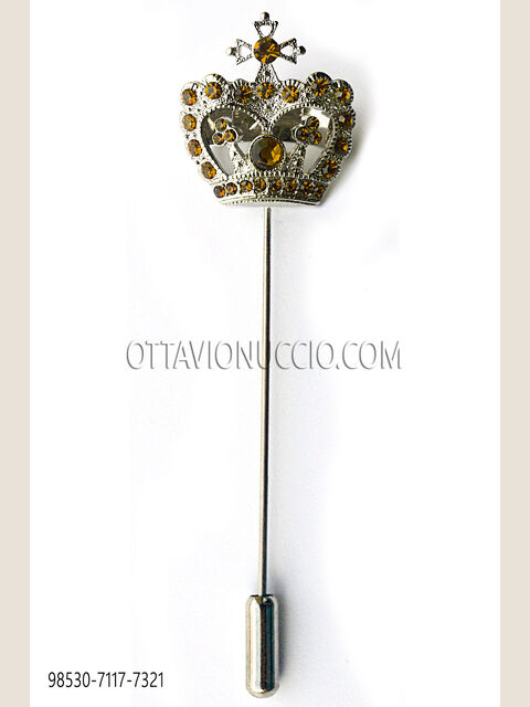 Spillone corona argento con strass topazio
