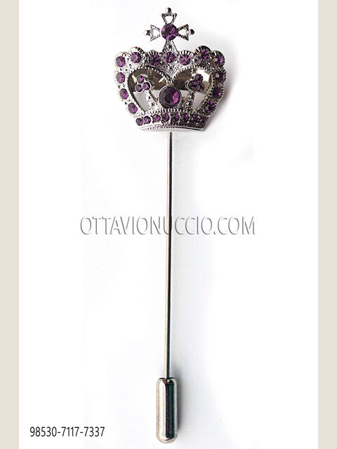 Spillone corona con strass viola