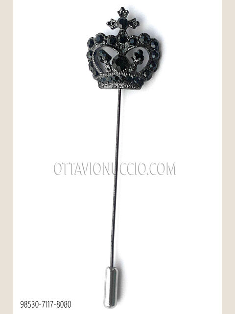 Spillone corona con strass neri