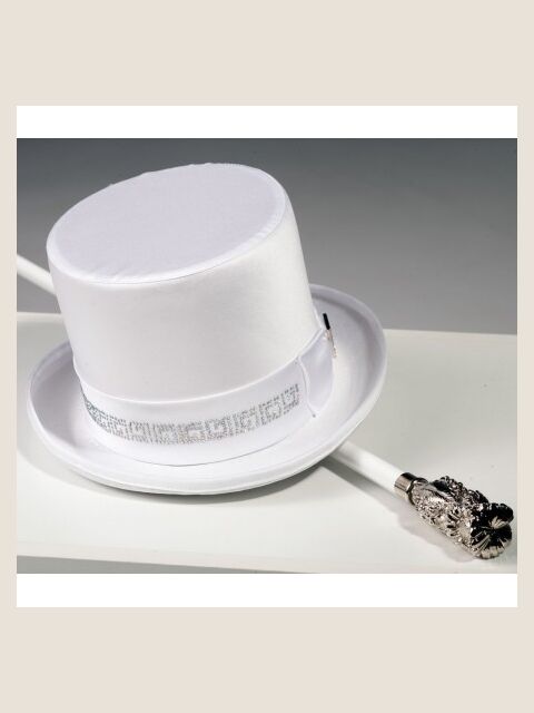 Cilindro in raso bianco con strass